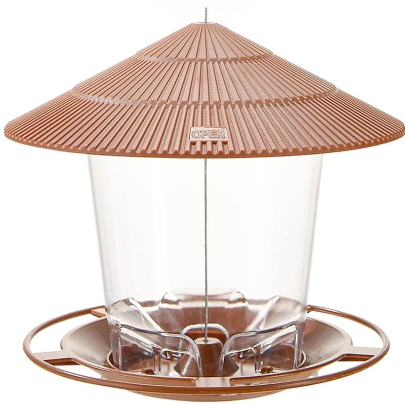Hanizi Bird Feeder Outdoor Hanging for Wild Bird Seed, Brown - Image 2